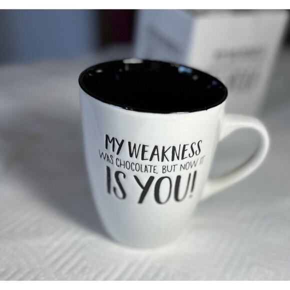 My Weakness Was Chocolate, But Now It Is You Mug New In Box Coffee Cup Couple - Picture 2 of 5